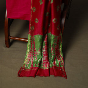 Chanderi silk shibori tie-dye 3pc unstitched dress material
