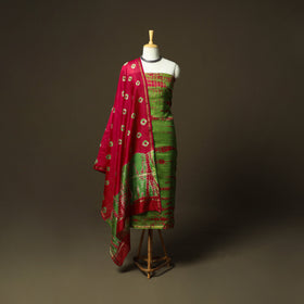 Chanderi silk shibori tie-dye 3pc unstitched dress material