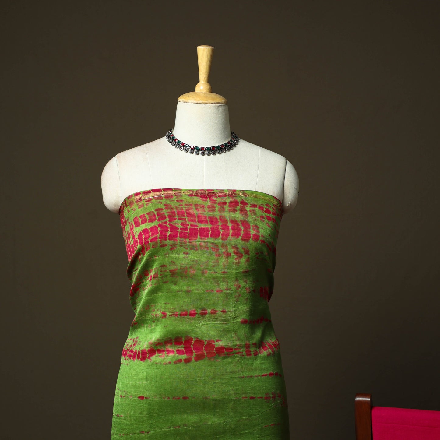 Chanderi silk shibori tie-dye 3pc unstitched dress material