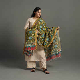 Green - chanderi silk srikalahasti handpainted pen