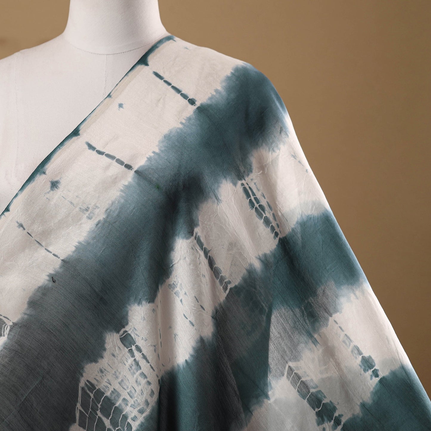 Green - chanderi silk tie-dye shibori fabric 01