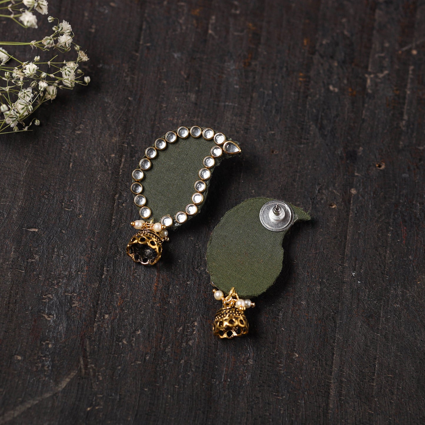 Buy Chhavi Stone Work Fabart Earrings 