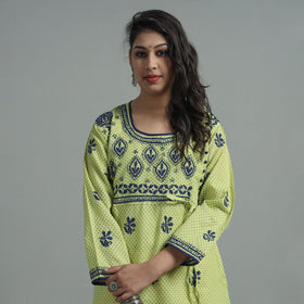  Chikankari Hand Embroidered Cotton Long Kurta for Women