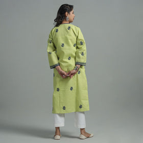 Chikankari Hand Embroidered Cotton Long Kurta for Women