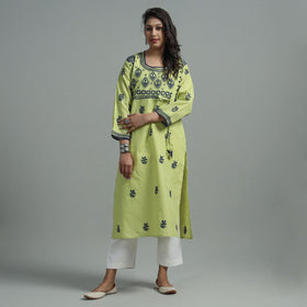  Chikankari Hand Embroidered Cotton Long Kurta for Women
