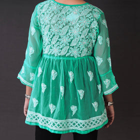 Buy Chikankari Hand Embroidered Short Flared Kurta / Top