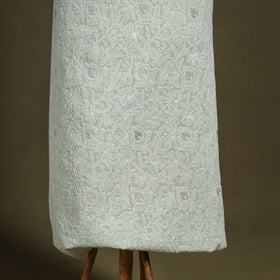 Green Chikankari with Parsi Style Embroidery Cotton Kurta Material