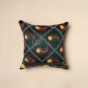 Buy Green Chinon Phulkari Embroidered Cushion Cover
