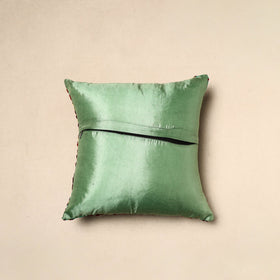 Buy Green Chinon Phulkari Embroidered Cushion Cover