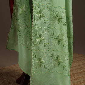 Chinon silk hand embroidered phulkari dupatta 07