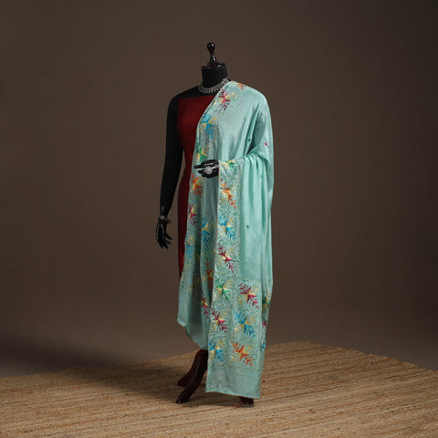 Chinon silk hand embroidered phulkari dupatta 08