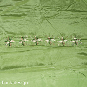 Green - chinon silk hand embroidery phulkari saree 03