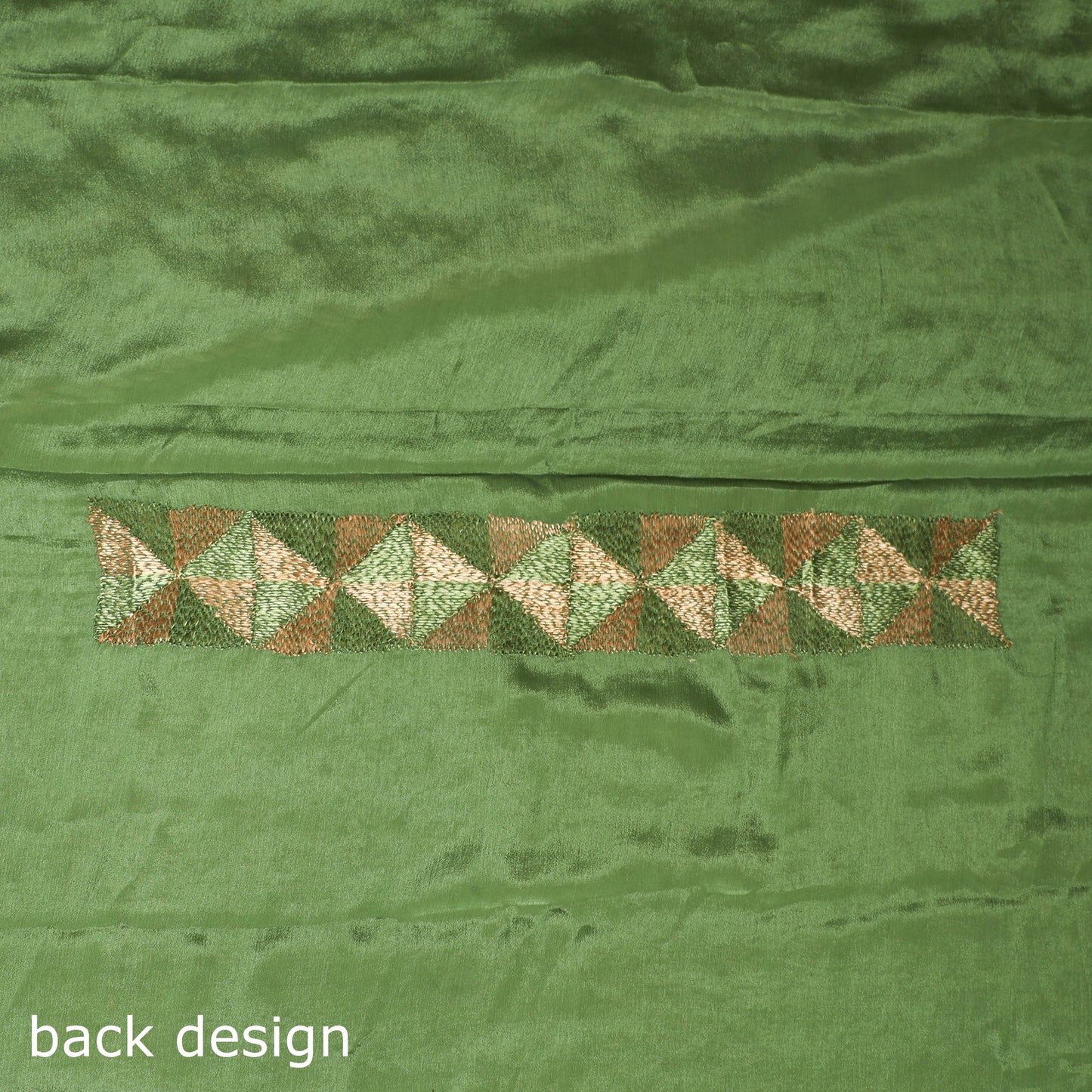 Green - chinon silk hand embroidery phulkari saree 08