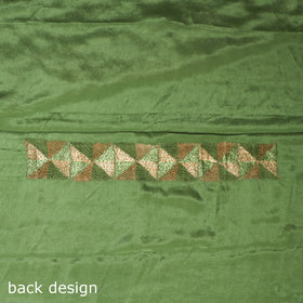 Green - chinon silk hand embroidery phulkari saree 08