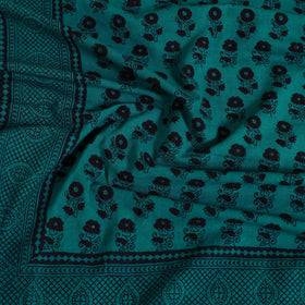 Buy Green Block Print Cotton Bagh Double Bed Sheet Online