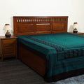 Buy Green Block Print Cotton Bagh Double Bed Sheet Online