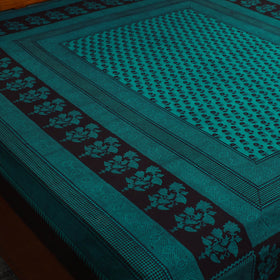 Buy Green Block Print Cotton Bagh Double Bed Sheet Online