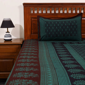 Green - cotton bagh double bedsheet with pillow covers 08