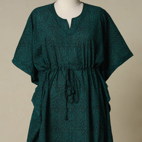 Green - cotton bagh kaftan with tie-up waist (medium) 03