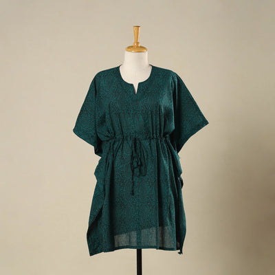 Green - cotton bagh kaftan with tie-up waist (medium) 03