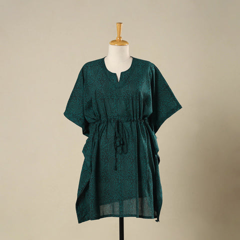 Green - cotton bagh kaftan with tie-up waist (medium) 03