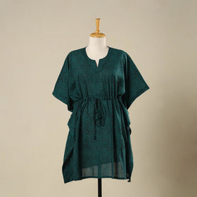 Green - cotton bagh kaftan with tie-up waist (medium) 03