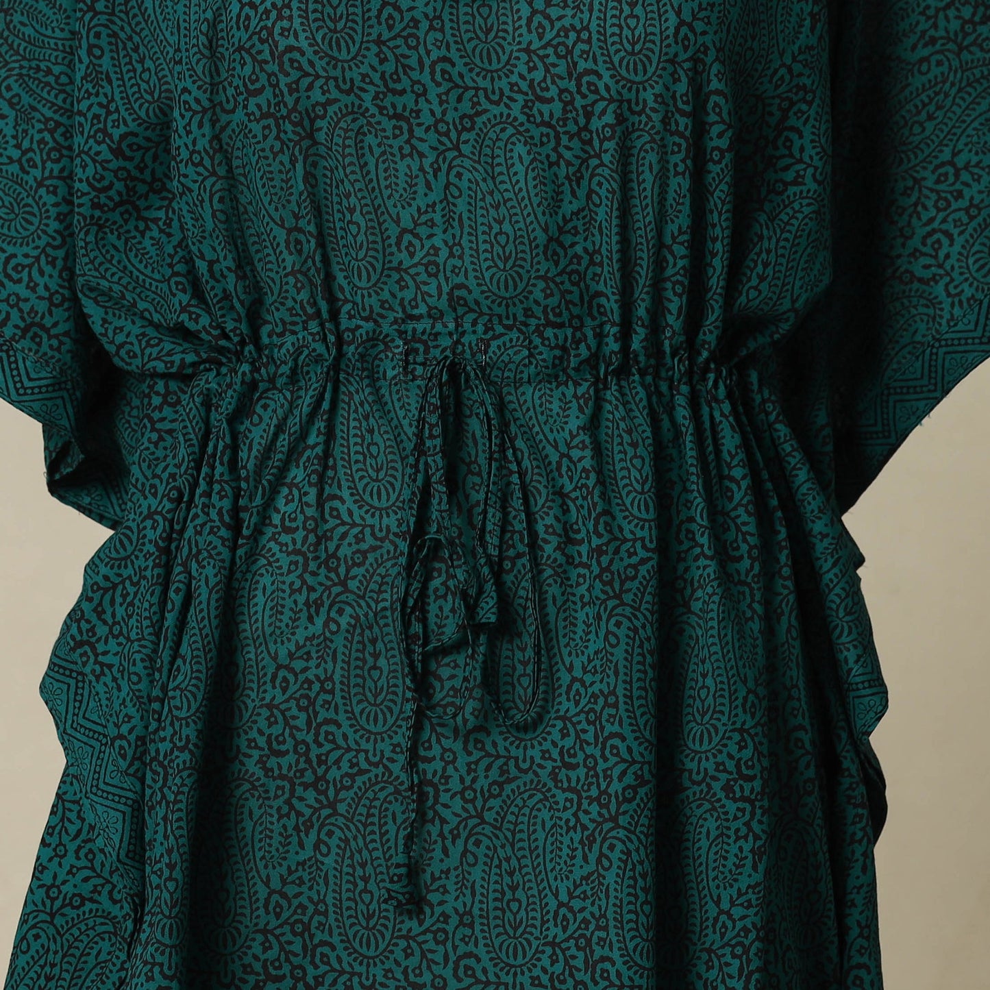 Green - cotton bagh kaftan with tie-up waist (medium) 03