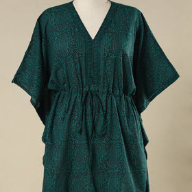 Green - cotton bagh kaftan with tie-up waist (medium) 11