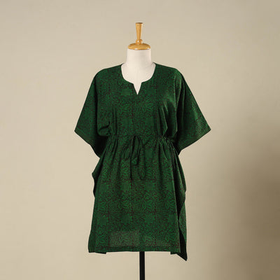 Green - cotton bagh kaftan with tie-up waist (medium) 19