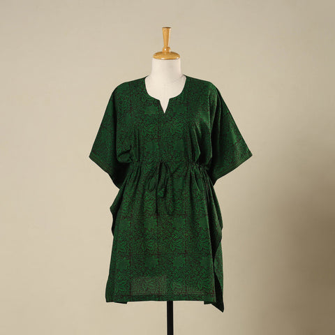 Green - cotton bagh kaftan with tie-up waist (medium) 19