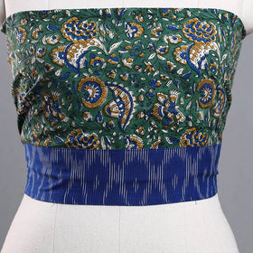 Shop Green Block Print Cotton Bagru Blouse Piece 
