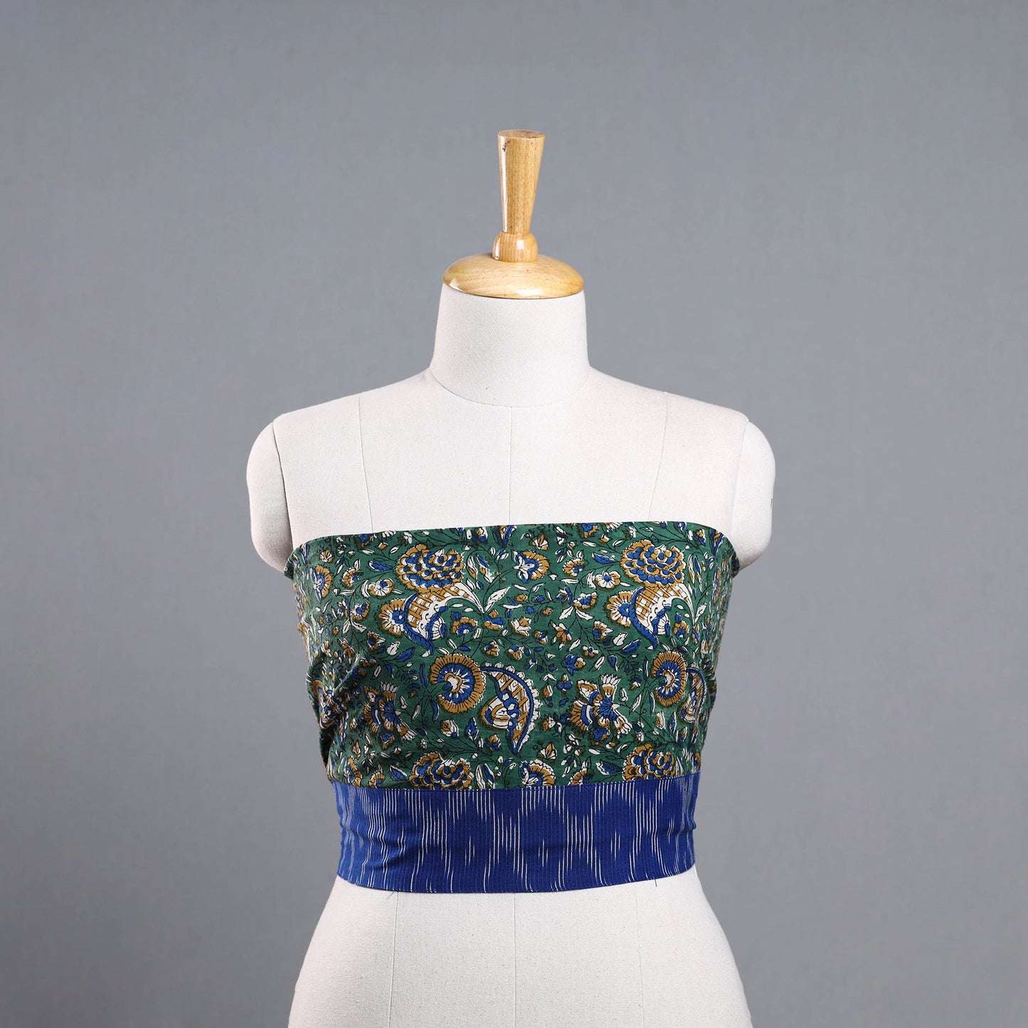 Shop Green Block Print Cotton Bagru Blouse Piece 