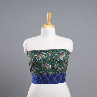 Shop Green Block Print Cotton Bagru Blouse Piece 