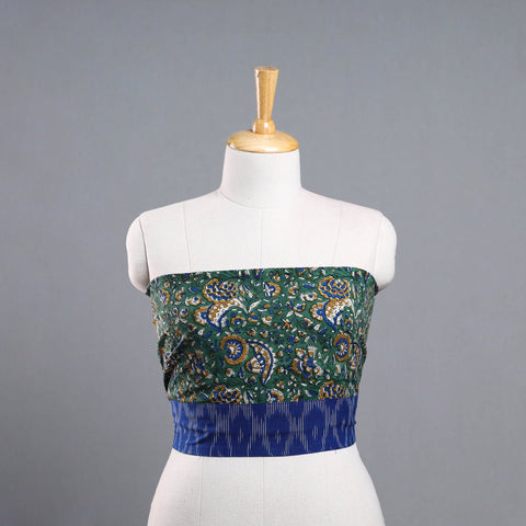 Shop Green Block Print Cotton Bagru Blouse Piece 