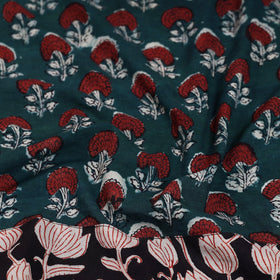 Green - cotton bagru blouse piece 03 - handcrafted