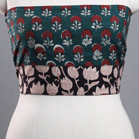 Green - cotton bagru blouse piece 03 - handcrafted