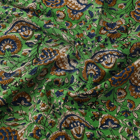 Green Block Print Cotton Bagru Fabric