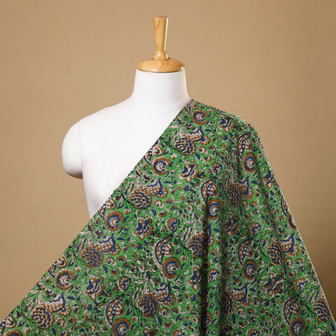 Green Block Print Cotton Bagru Fabric