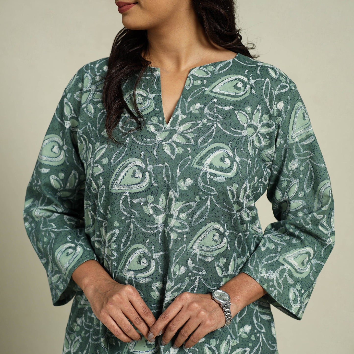 Buy Green Block Print Cotton Bagru Night Suit Set