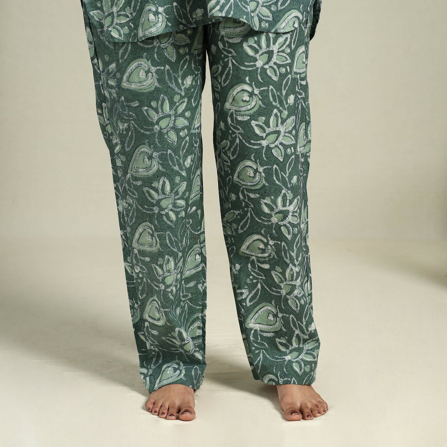 Buy Green Block Print Cotton Bagru Night Suit Set