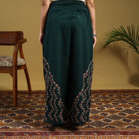 Buy Green Cotton Bengal Kantha Hand Embroidery Palazzo