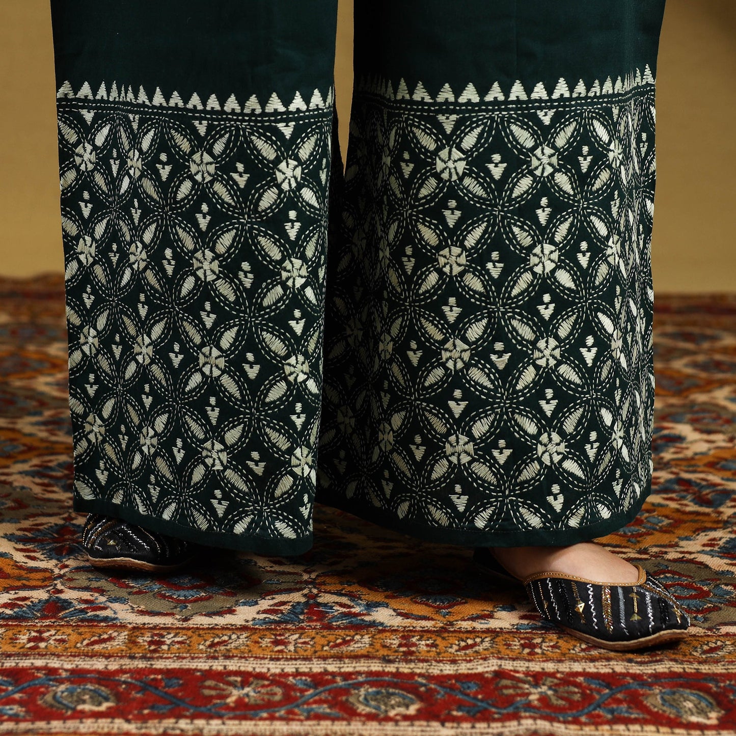 Buy Cotton Bengal Kantha Hand Embroidery Palazzo