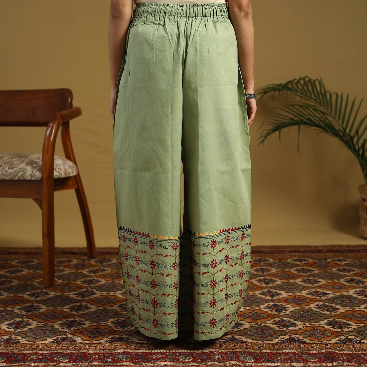 Buy Cotton Bengal Kantha Hand Embroidery Palazzo