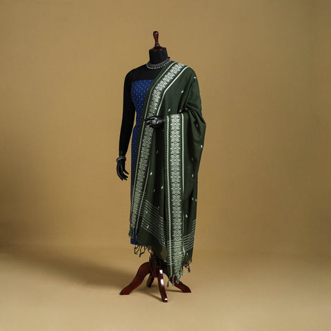 Green - cotton buti jacquard dupatta with thread border 03