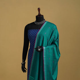 Green - cotton buti jacquard dupatta with thread border 24