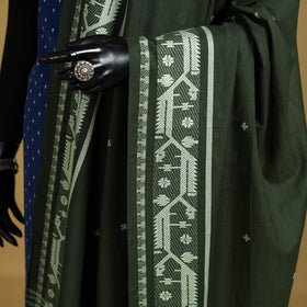 Green - cotton buti jacquard dupatta with thread border 43