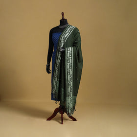 Green - cotton buti jacquard dupatta with thread border 43