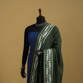 Green - cotton buti jacquard dupatta with thread border 43