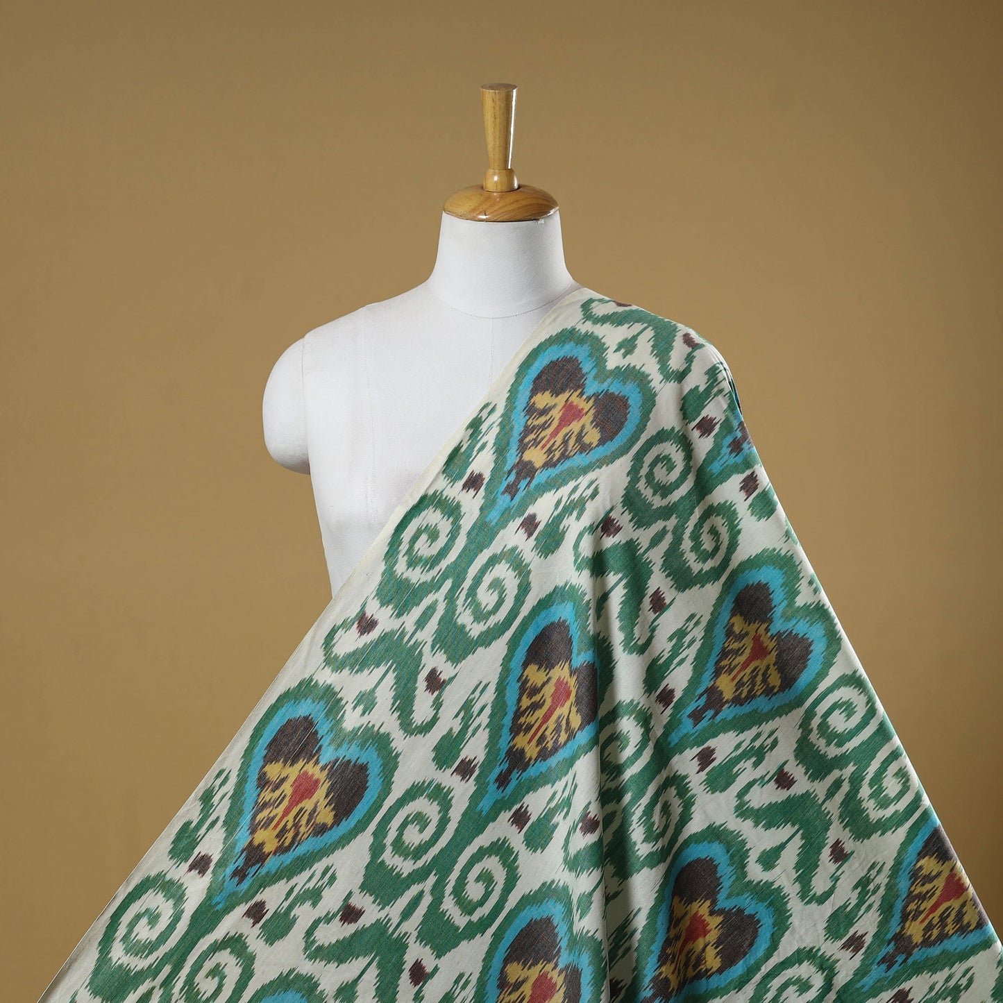 Orange - cotton central asian pochampally ikat fabric 32