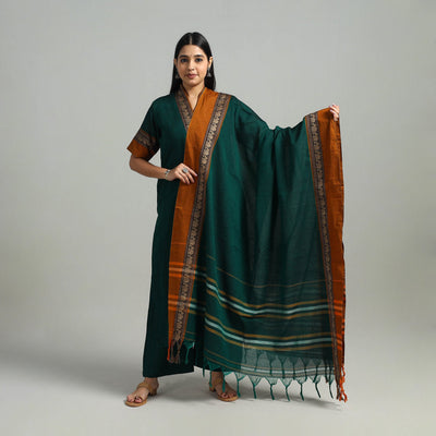  Green Cotton Dharwad Kurta Set with Palazzo & Dupatta